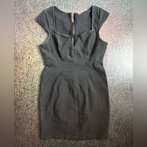 Stretchy black denim mini dress